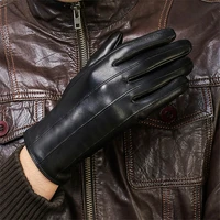 mens genuine leather gloves new autumn winter keep warm driving sheepskin gloves male fashion black mittens xc 109 2