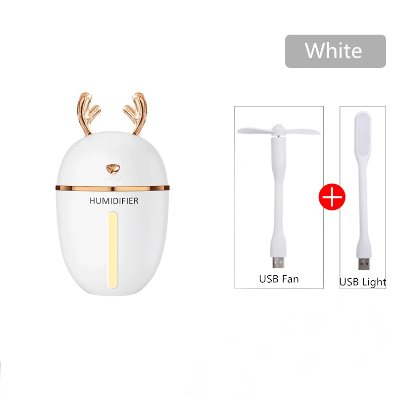 White 3 in 1 450 мл увлажнитель воздуха USB Арома эфирные масла диффузор для дома и офиса ароматерапия Humidificador Difusor с ночной лампой - Цвет: White 3 in 1