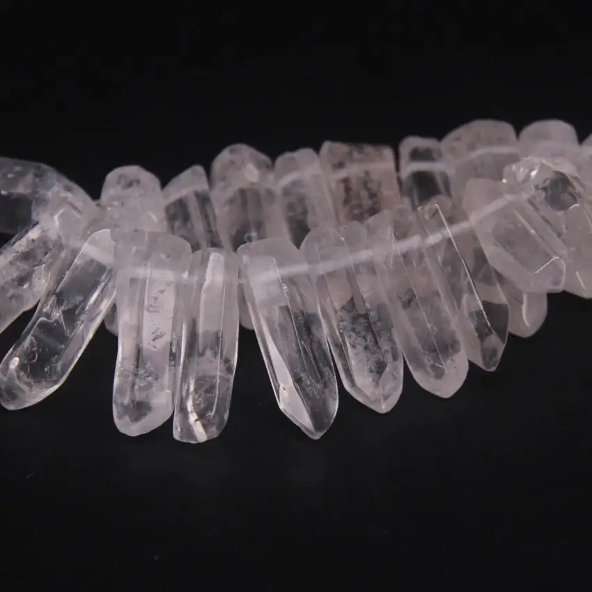 35-38pcs/Strand Large Size Raw Clear Crystal Quartz Top Drilled Points Polished Natural Gems Tusk Stick Spike Pendant Beads Bulk | Украшения