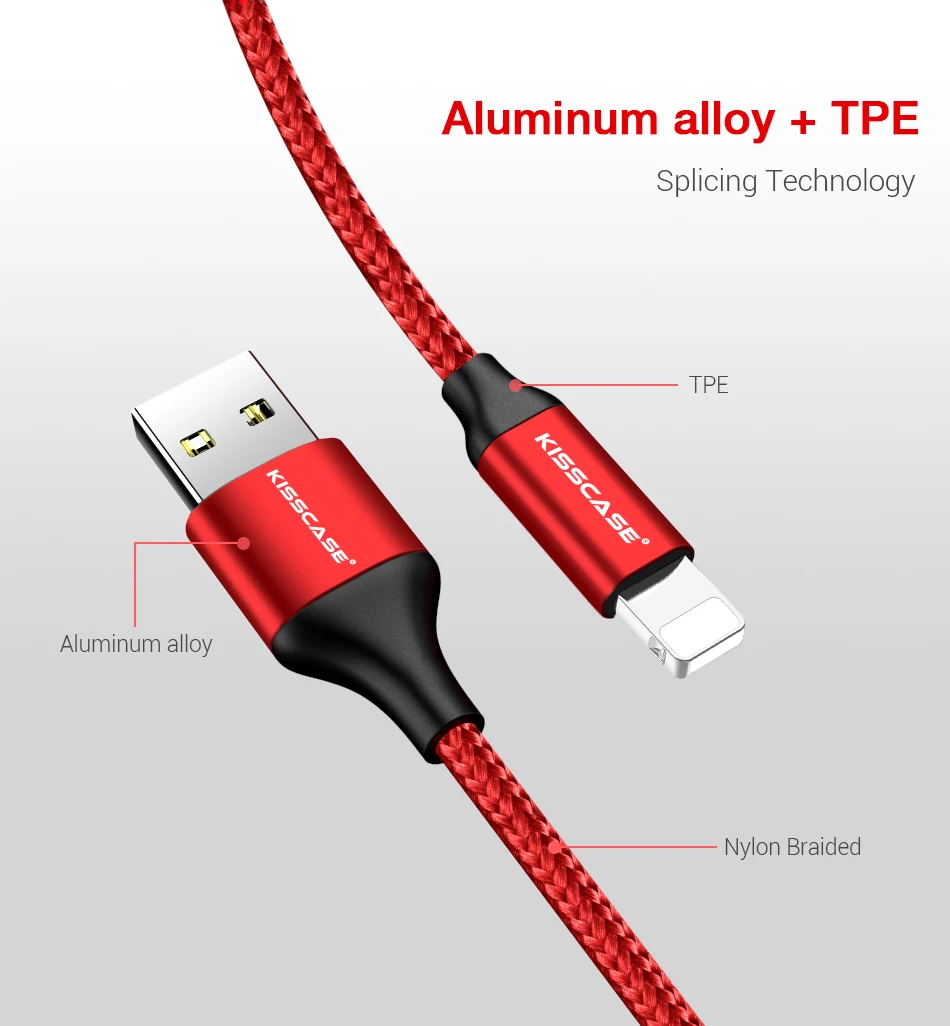 KISSCASE Cable For iPhone XR XS X 7 8 Wire For Charger USB Data Cable For iPhone 6 6S 7 8 USB Charging Cable Phone Cord Adapter