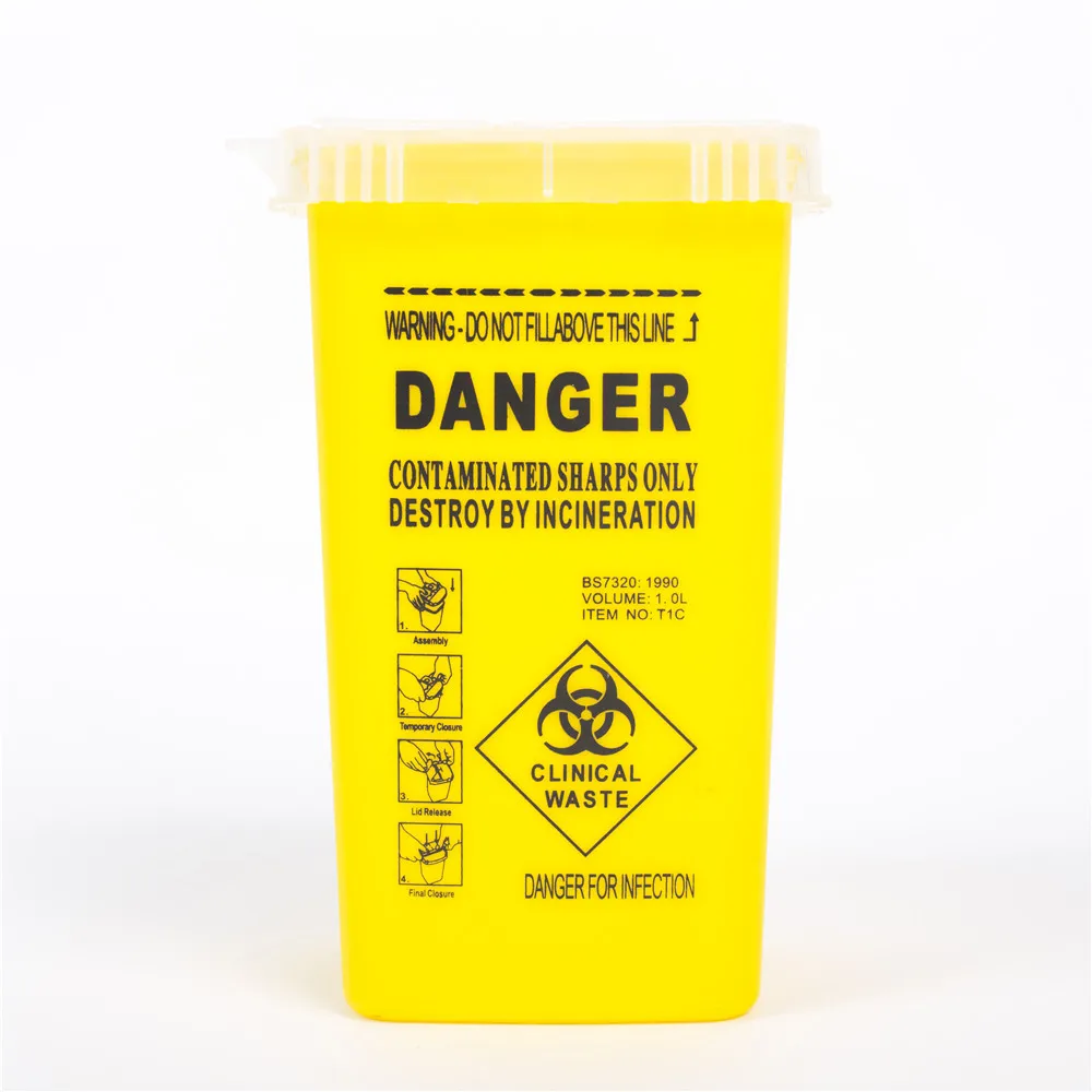 

1L Capacity Sharps Container Medical Needles Bin Biohazard Tattoo Piercing Needles Disposal Collect Box Tattoo Artist Waste Box