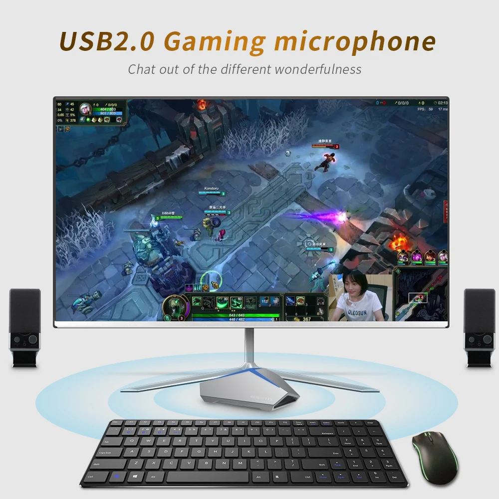 YSX NB999 подключи и играй USB2.0 всенаправленный игровой микрофон с цветным градиентом света и одной сенсорной кнопкой отключения звука, совместимость