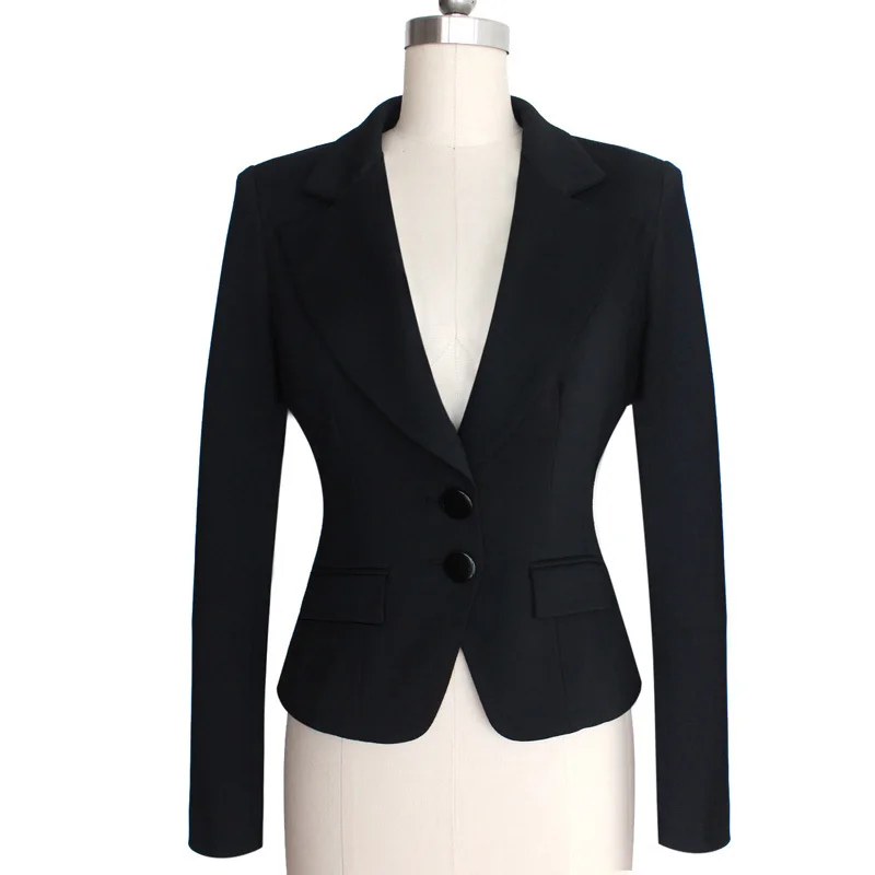 Womens Autumn Winter Long Sleeve Turn Down Collar Button Wear to Work Business Office Outwear Jacket Blazer | Женская одежда