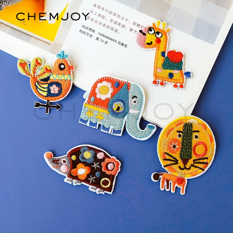 Набор из 5 нашивок с мультяшными животными для глажки детской одежды Пришивные