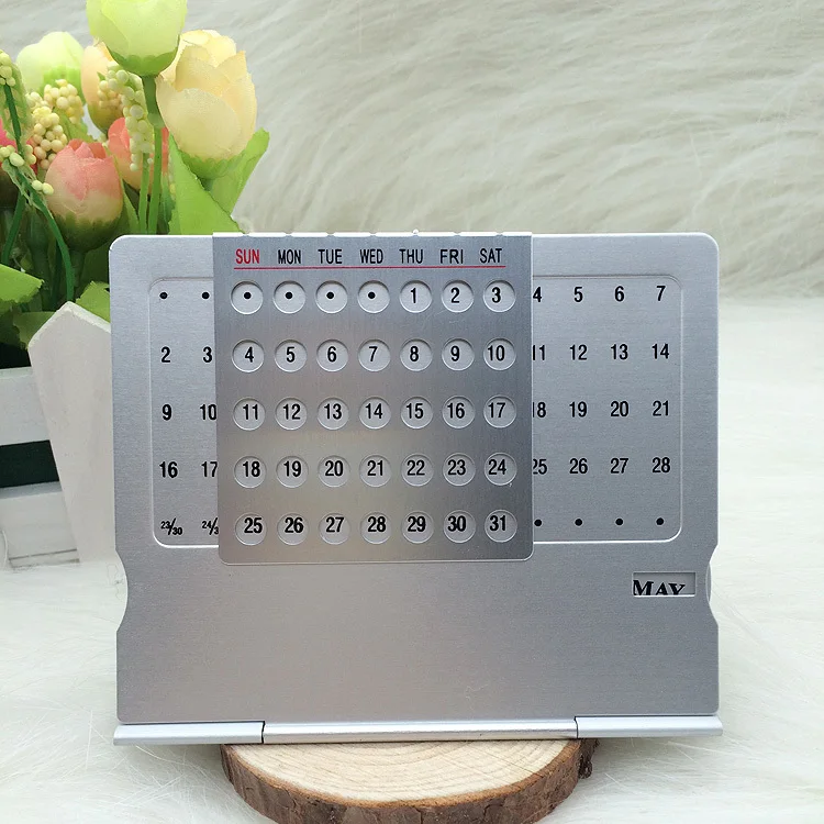Вечный Календари мини алюминиевый сплав Стенд Настольные календари Office для