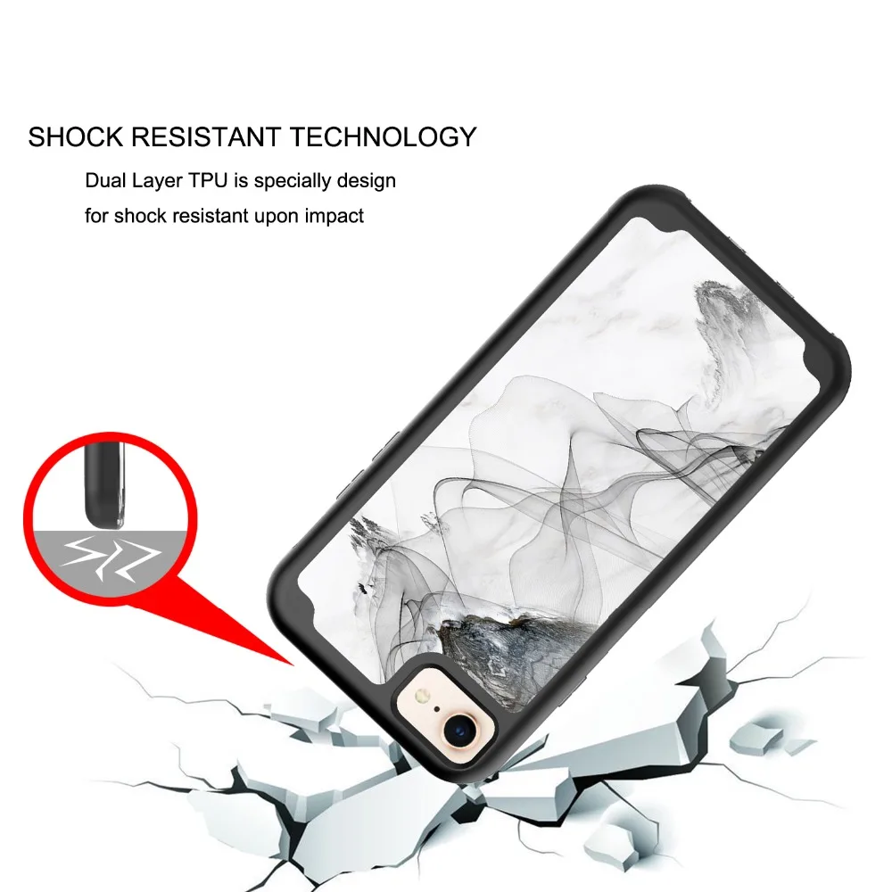 Мраморный противоударный телефон чехол для iPhone 6 6s 7 8 Plus 3 в 1 жесткий пластик и