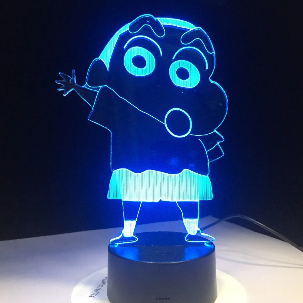 7 цветов Мультфильм Kureyo Crayon Shinchan 3D светодиодный Ночник светильник USB детский