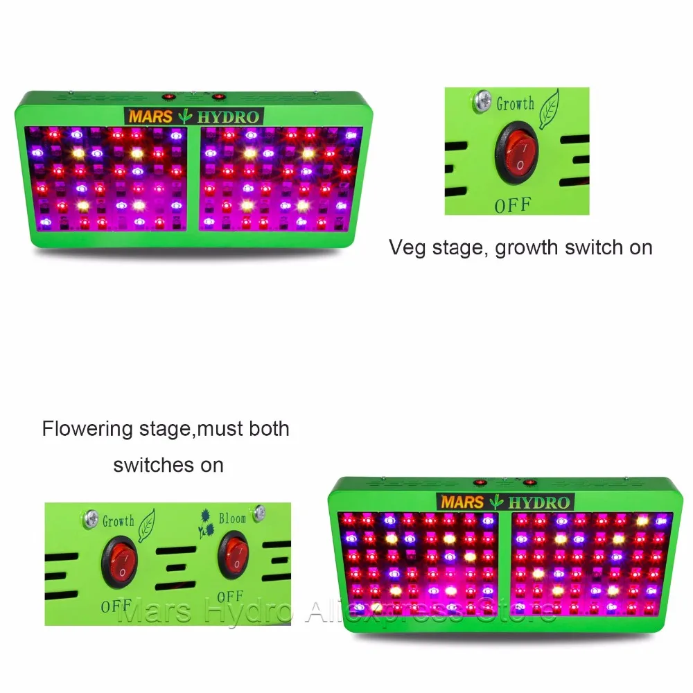 2 шт. отражатель MarsHydro 600 Вт Led Grow Light переключаемый полный спектр для цветения/veg
