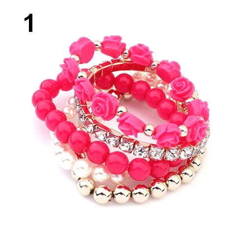 Bluelans Акриловые Розы Круглый Перлы Faux Сияющий Rhinestone Кристаллическое Эластичный