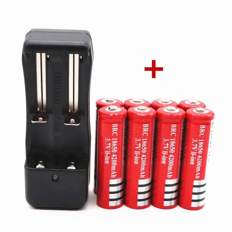 Новинка 3,7 V 18650 батареи 4200mAh литий-ионная аккумуляторная батарея для фонарика+ ЕС зарядное устройство - Цвет: Черный