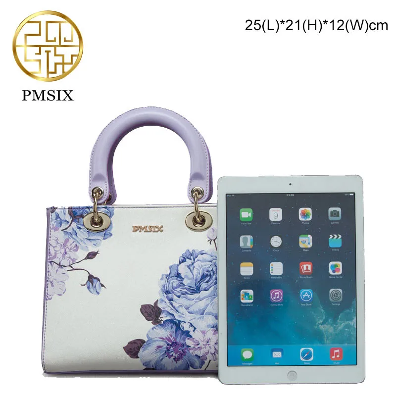 Pmsix 2020 женские сумки из коровьей кожи с цветочным узором дизайнерские