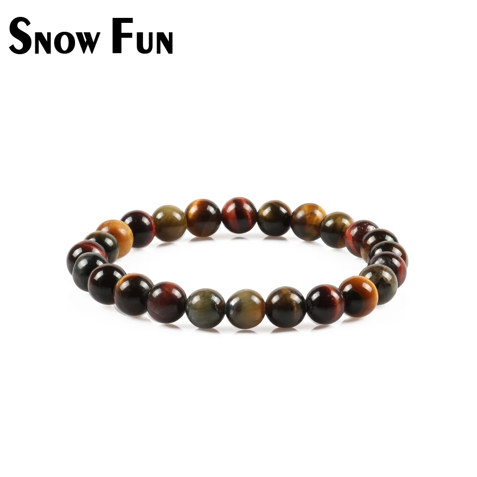 Весело снег 8 мм многоцветный тигровый глаз камень Бусины браслет Модные