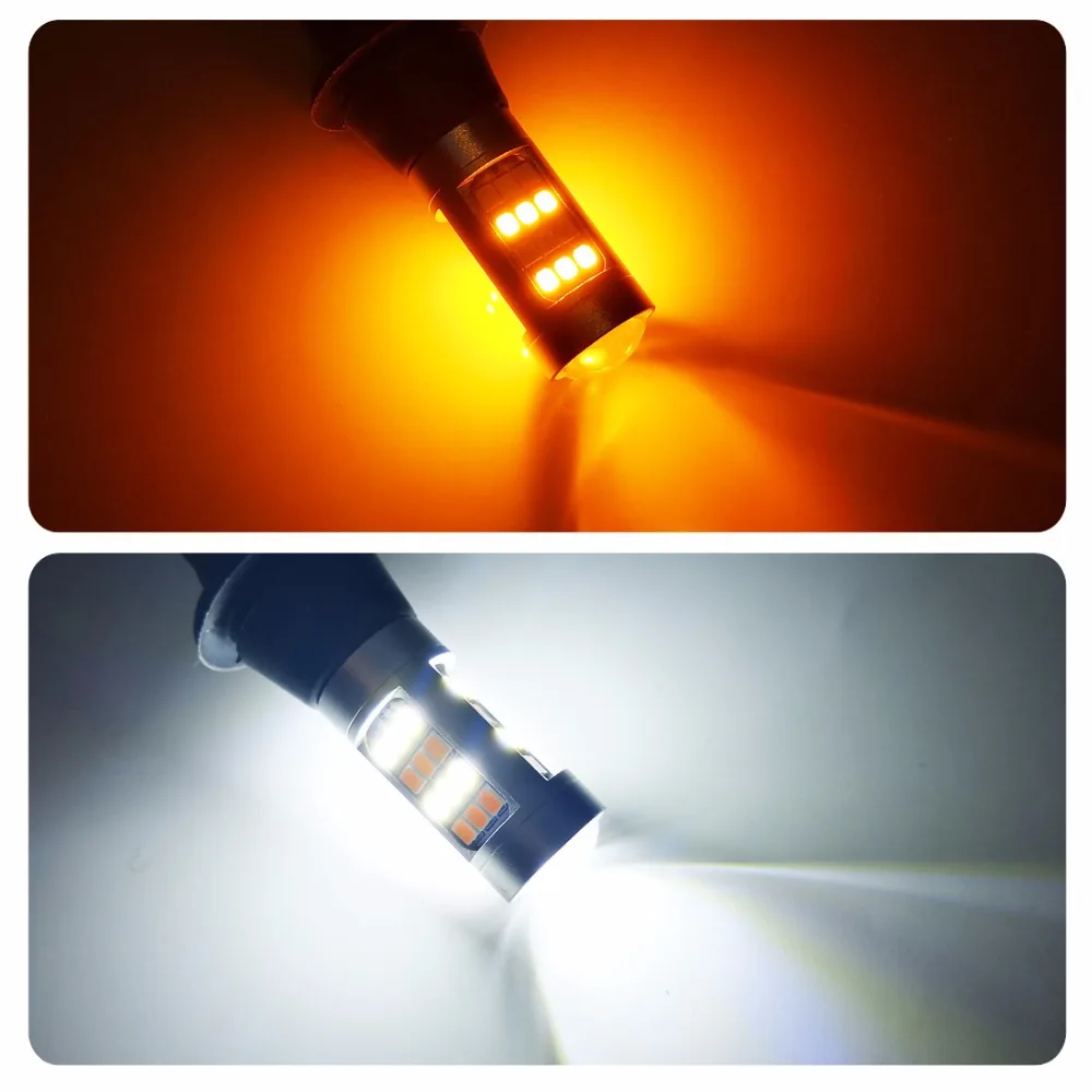 2 шт. двойной Цвет 42SMD 2835 белый и желтый S25 1156 BA15S светодиодный лампы для передний