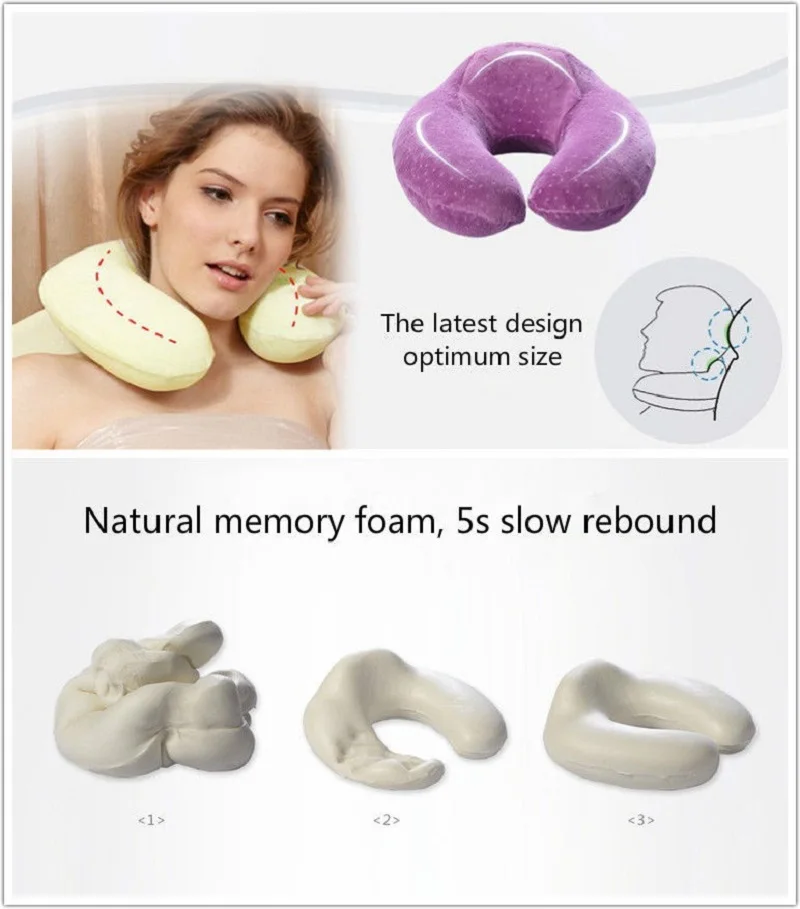 Тайская латексная u-образная подушка для шеи Memory Foam Автомобильная дорожная воздушная подушка домашняя подушка для шеи голова поддержка офисная Подушка дорожная подушка
