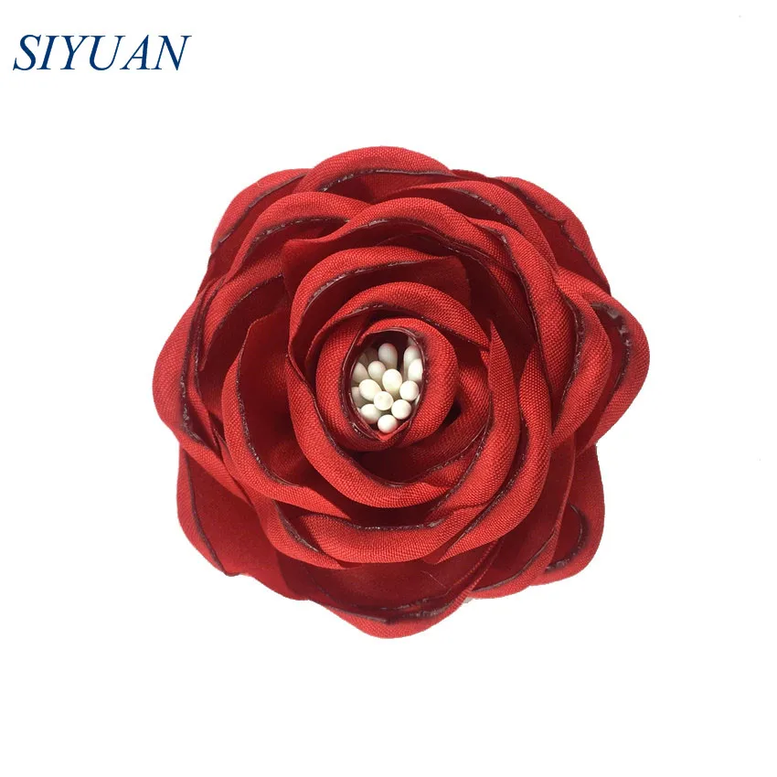 3-red 5 шт./лот 2,4 ''классический сгоревший атласный цветок Camelia с зажимом для волос 20 цветов аксессуары для волос для девочек TH284 - Цвет: 3-red