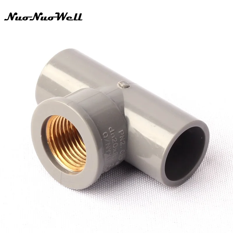 

1pcs NuoNuoWell PVC 1/2" to 20mm Pipe Brass Female Thread Tee Connector Garden Hose Parts Irrigation Watering System Fittings