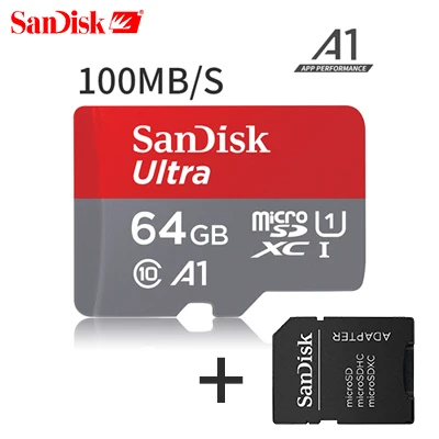 64GB and SD adapter Двойной Флеш-накопитель SanDisk карты памяти 16 Гб оперативной памяти, 32 Гб встроенной памяти, 64 ГБ 128 100 МБ/с. UHS-I TF/микро SD карты 200 ГБ 256 Class10 ультра SDHC/SDXC карты флэш-памяти - Емкость: 64GB and SD adapter