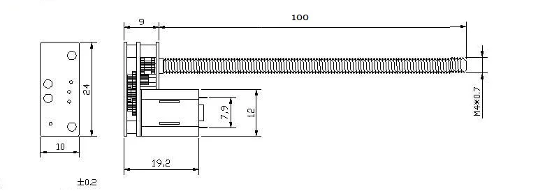 2 шт. N20 Flip-M4* 100 мм отличный винт микродвигатель с редуктором двигатель резьбы DIY Миниатюрный двигатель постоянного тока с 55 мм длина вала