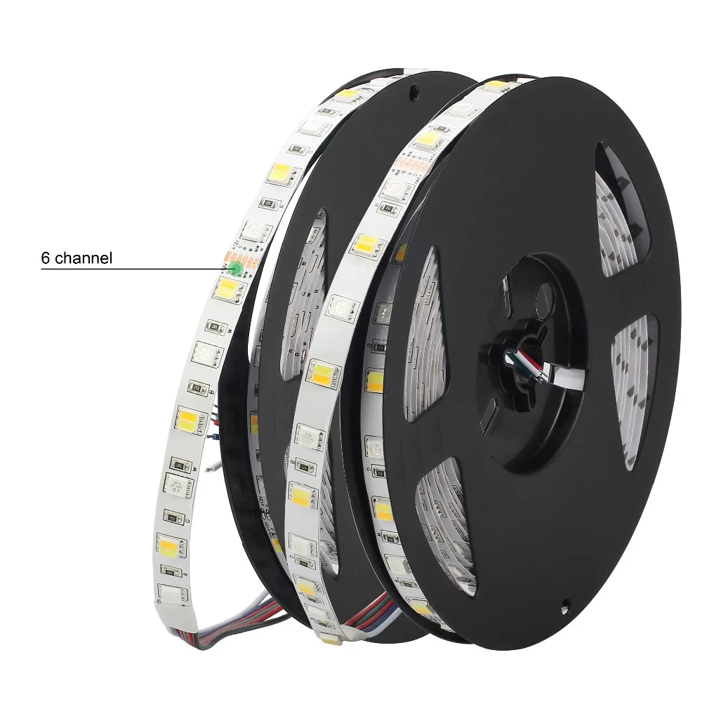 SMD 5050 RGB + CCT 5 в 1 Светодиодная лента лампа без водонепроницаемого света м 300 DC12V 24