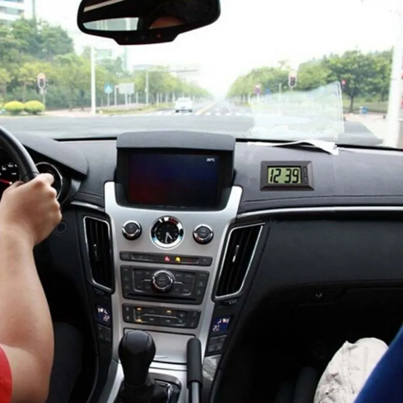 

Автомобильные ультратонкие электронные часы, автомобильные простые часы с календарем и липучкой, электронные часы