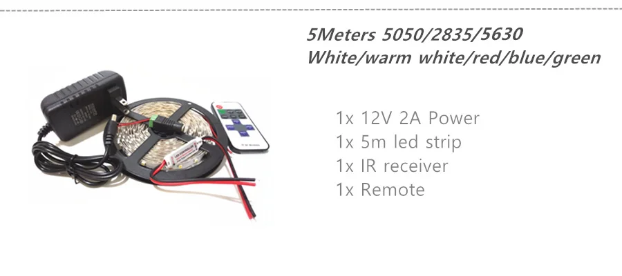 5-10 м Светодиодная лента светильник 5050 2835 5630 SMD гибкая RGB светодиодная лента e лента DC12V+ адаптер питания+ пульт дистанционного управления полный комплект для кухни