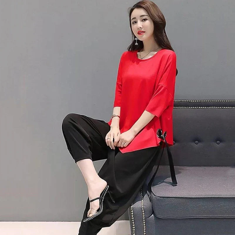 Женский Летний Новый комплект из двух предметов женские свободные повседневные