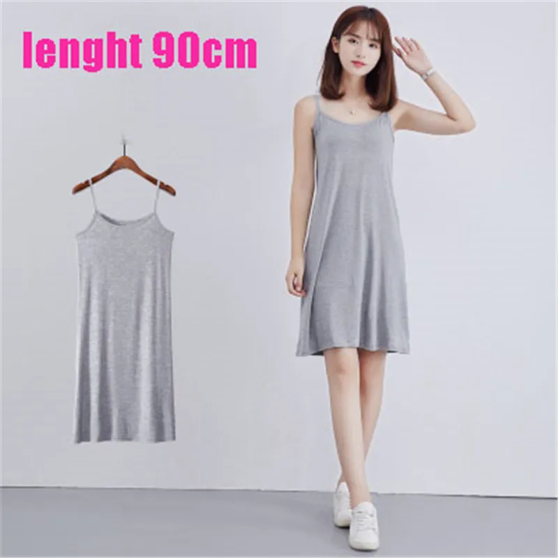 grey 90cm Женское модное недорогое модальное платье-комбинация с тонкими бретельками 90 до 120 см длинное платье под платье женские повседневные платья - Цвет: grey 90cm
