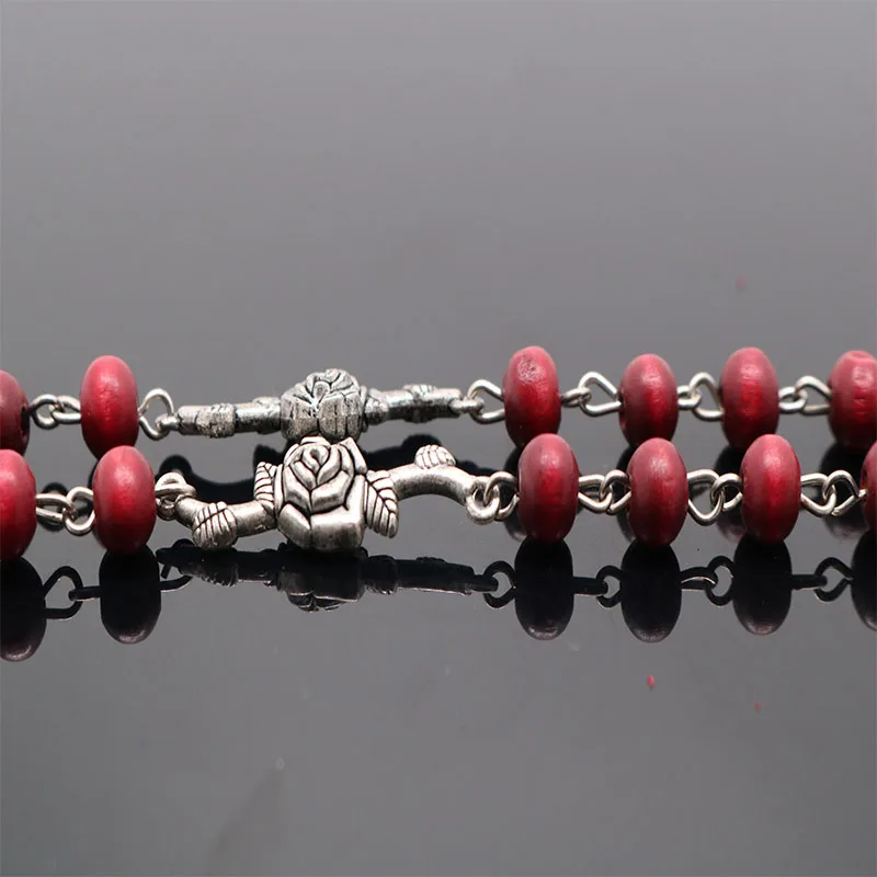 6 мм Ароматические четки католические круглые красные деревянные бусины Крест