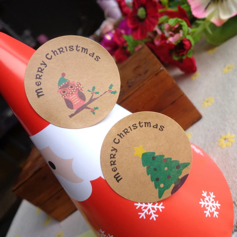 1200 шт./лот наклейки ручной работы Merry Christmas для самостоятельной сборки с деревьями
