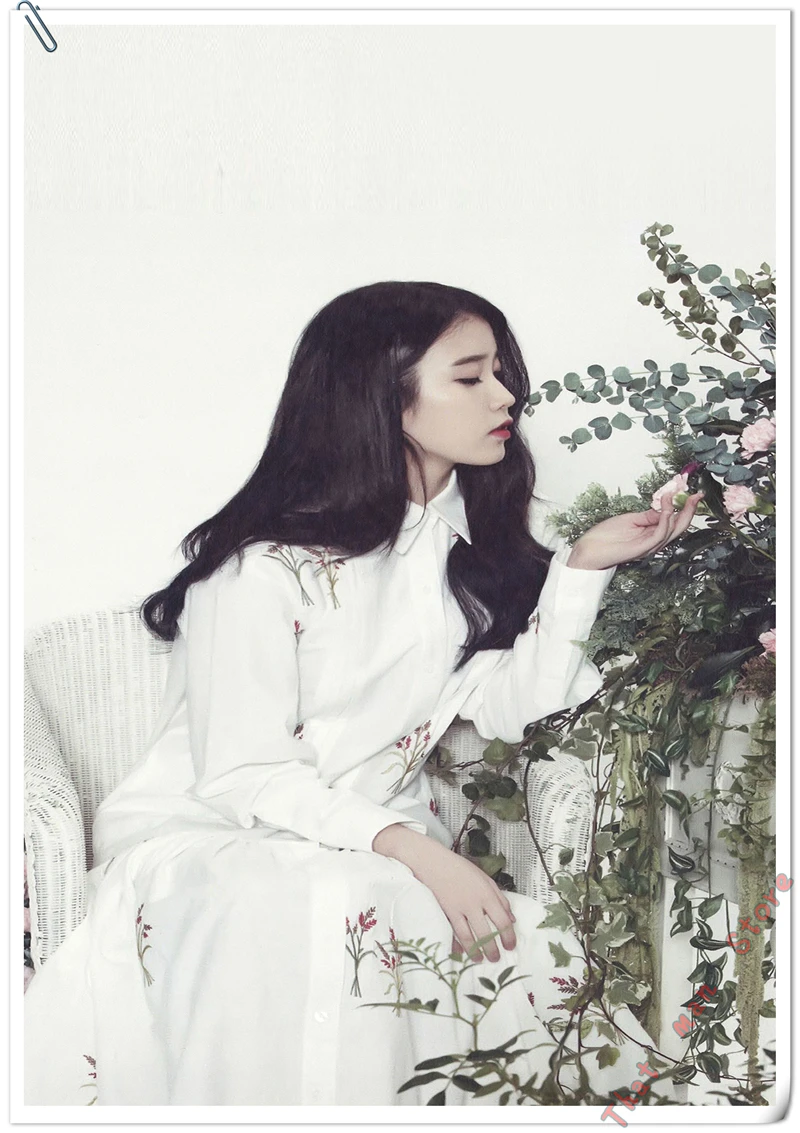 Светло-желтый IU Lee Ji Eun Южная Корея красивая модель белая крафт-бумага плакаты декоративный настенный плакат украшение дома 42*30 см - Цвет: Светло-желтый