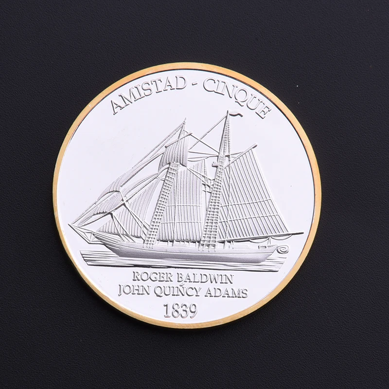 Us Civil War Challenge Coin 1839 Amistad Cinque парусная лодка монеты памятная монета|Безвалютные