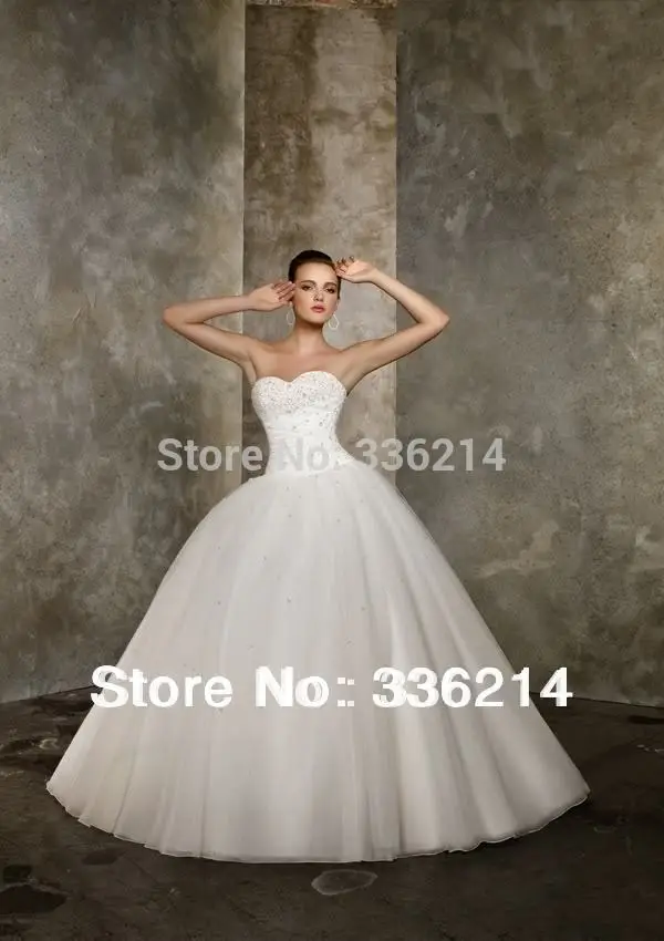 2013 New Arrival Fashion Formal Sweetheart Organza Beads Princess Wedding Dresses Bridal Gown Chapel Train | Свадьбы и торжества