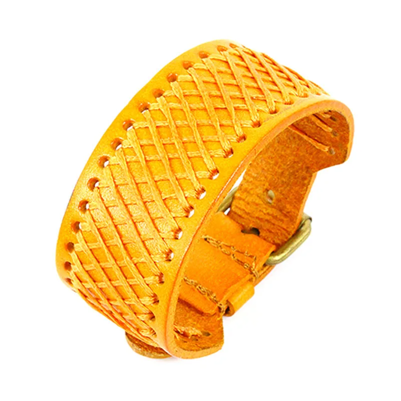 Регулируемый браслет в стиле панк-рок мужской из натуральной коровьей кожи на