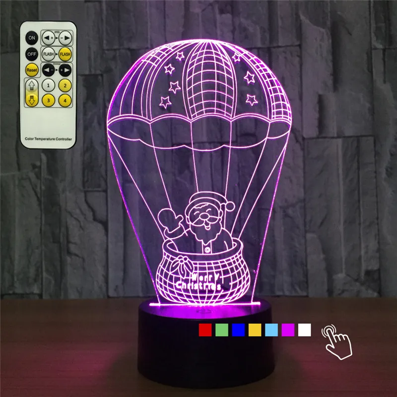 Дистанционная 3D лампа воздушный шар Санта-Клаус ночник RGB атмосферный свет