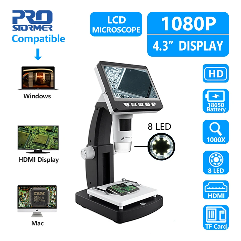 PROSTORMER HD1000X промышленный припой инструмент цифровой микроскоп камера 4 3 &quotlcd