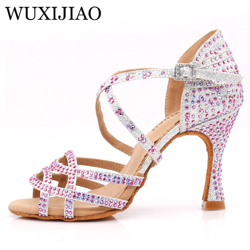 Туфли WUXIJIAO для латиноамериканских танцев шелковые атласные туфли сальсы