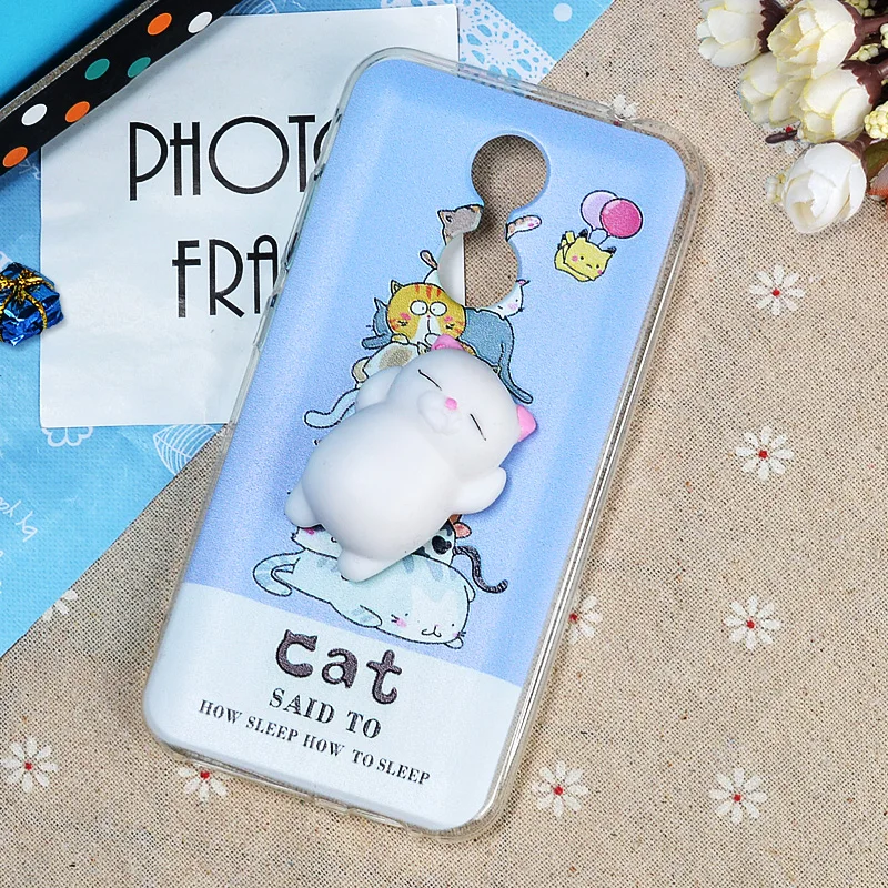 Cute 3D Squishy Phone Case for Homtom HT37 Soft Silicone Cover Cat Cartoon Back Shell Fitted Cases Protective |