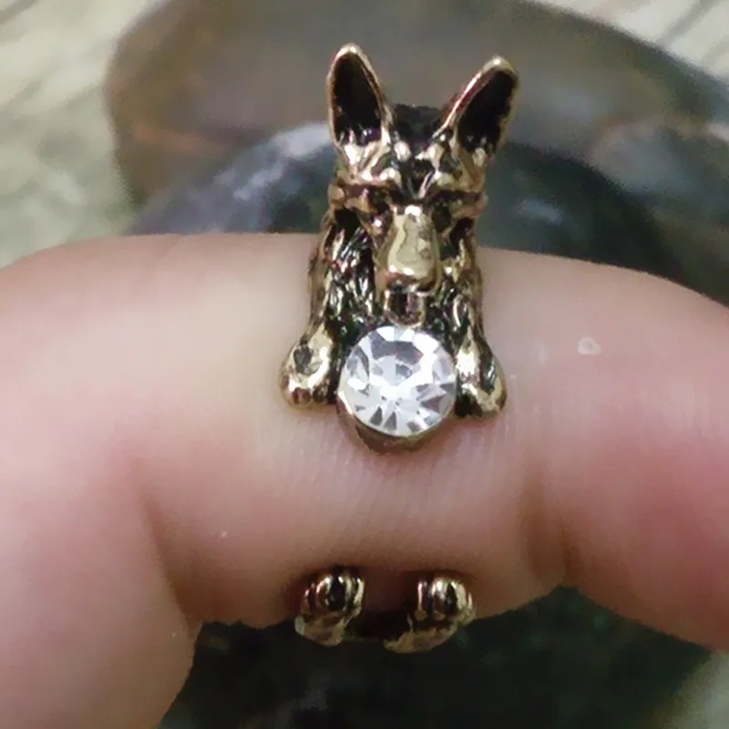 Анель Винтаж Ретро кольцо пастуха Бесплатная Размеры хиппи животных Собака