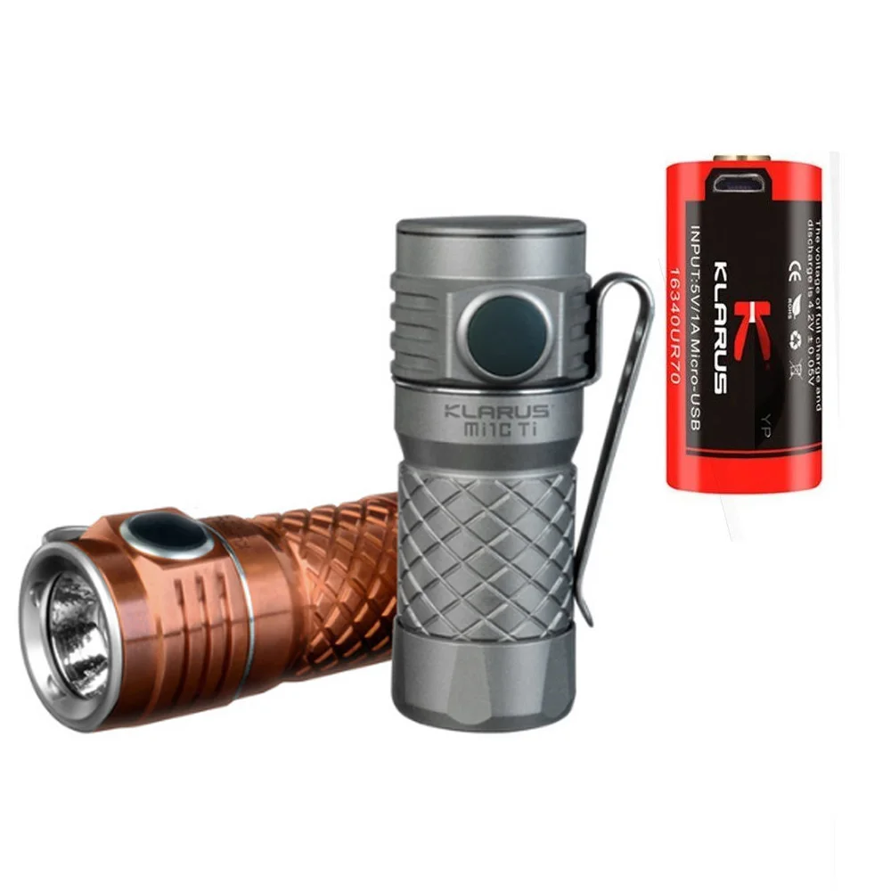 Новый KLARUS Mi1C светодиодный фонарь Ti/Cu CREE XP L HI V3 600LM мини титановый + 16340 литий ионный
