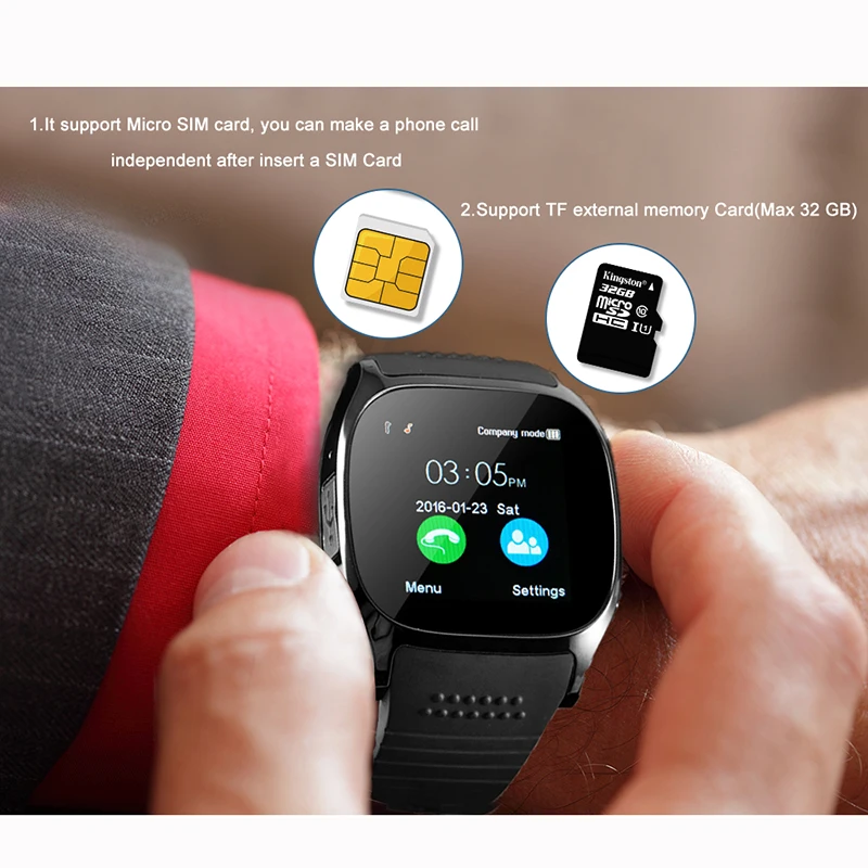 T8 фитнес трекер Android Спортивное носимое устройство с камерой поддержка sim карты TF