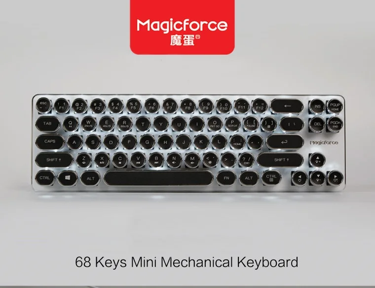 Распродажа винтажная игровая мини клавиатура Magicforce с 68 клавишами USB Проводная