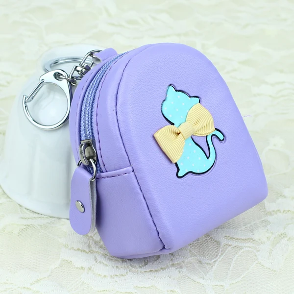 Purple 1 Кошелек для монет, женские короткие мини-кошельки на молнии, сумки для денег, сумка для карт, женский кошелек, Карманный Брелок, кулон, Женский кошелек с изображением кошки, сумки - Цвет: Purple 1