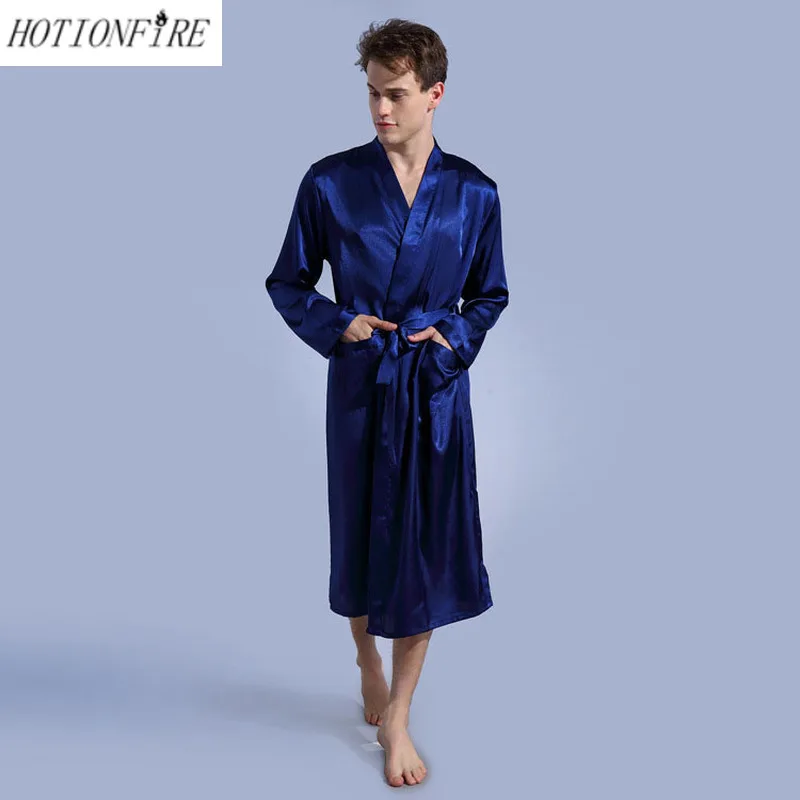 Мужской новый весенне осенний роскошный халат S M L XL XXL Размер атласная пижама