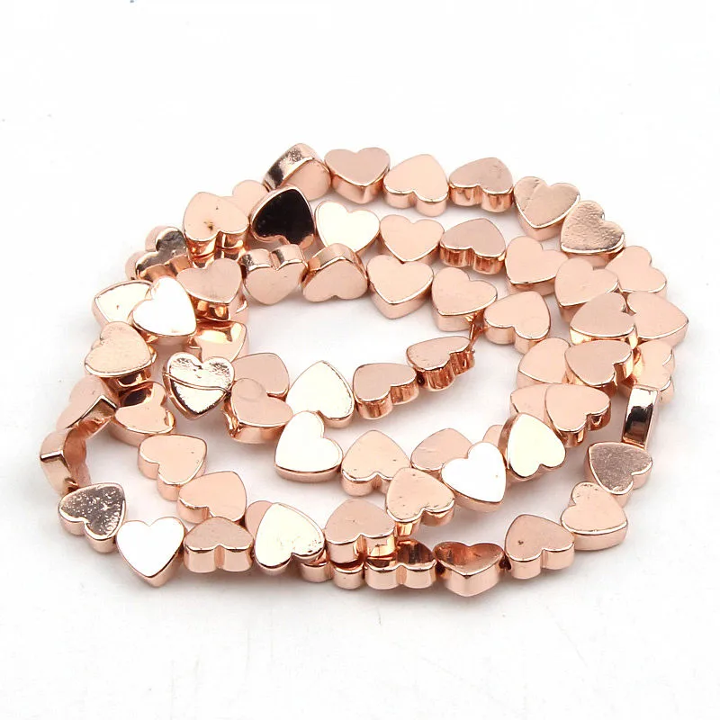 rose gold 68 шт в форме сердца цветные бусины изделия «сделай сам» креативные ювелирные ожерелья ручной работы браслет аксессуары 5x6 мм - Цвет: rose gold