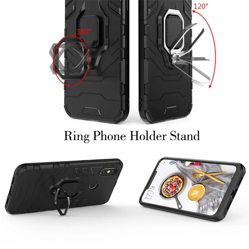 Authentic Phone Case for Xiaomi Mi 8 Se Max 3 A1 5x A2 Lite 6x Redmi Note 5 6 Pro 4x Armor Magnetic Car Holder Ring Stand Cover |