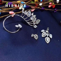 hibride fashion crystal micro cubic zirconia ear cuff earrings for women pendientes wedding party clip earring brincos e 638