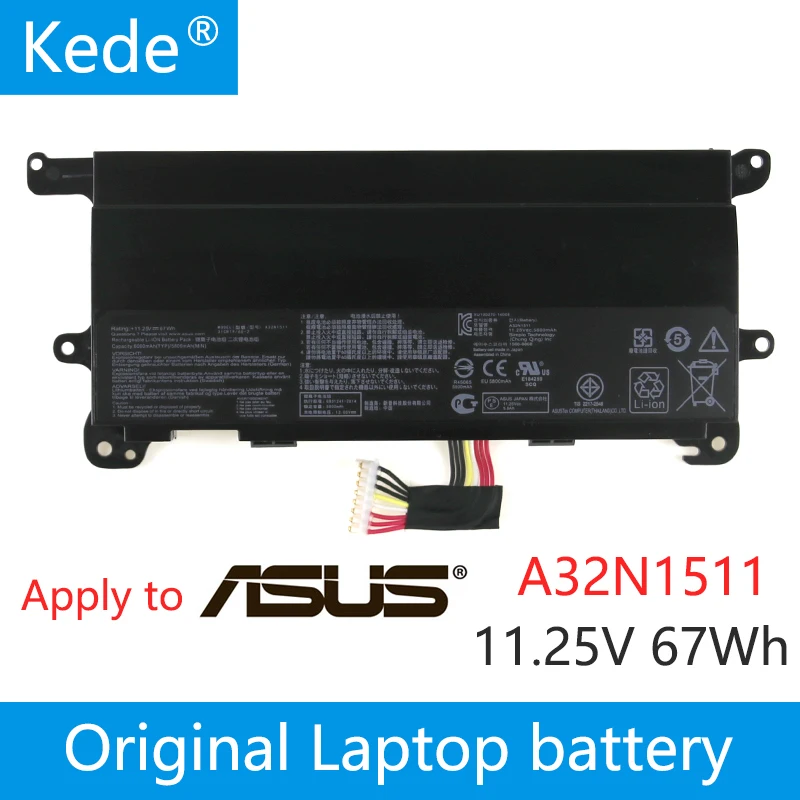 Kede 11 25 V 67wh Оригинал A32N1511 A32LM9H Аккумулятор для ноутбука Asus ROG G752 G752VL G752VT G752VM G752VY 0B110