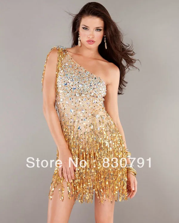 Champagne/Gold Bridal Wedding Straps Cocktail Short Sequins and Crystal Dress !! | Свадьбы и торжества