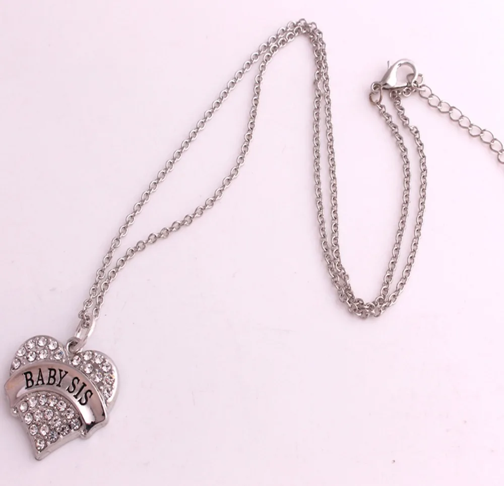 Ожерелье женское сердце кулон с красивым кристаллом малышка сестренка