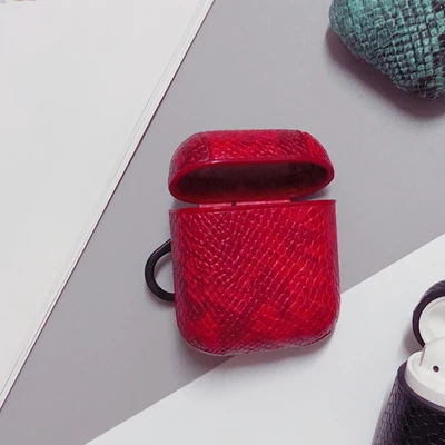 Роскошный кожаный чехол из змеиной кожи для Apple AirPods, защитный чехол, Bluetooth, беспроводной чехол для наушников, чехол для зарядки, сумки - Цвет: C